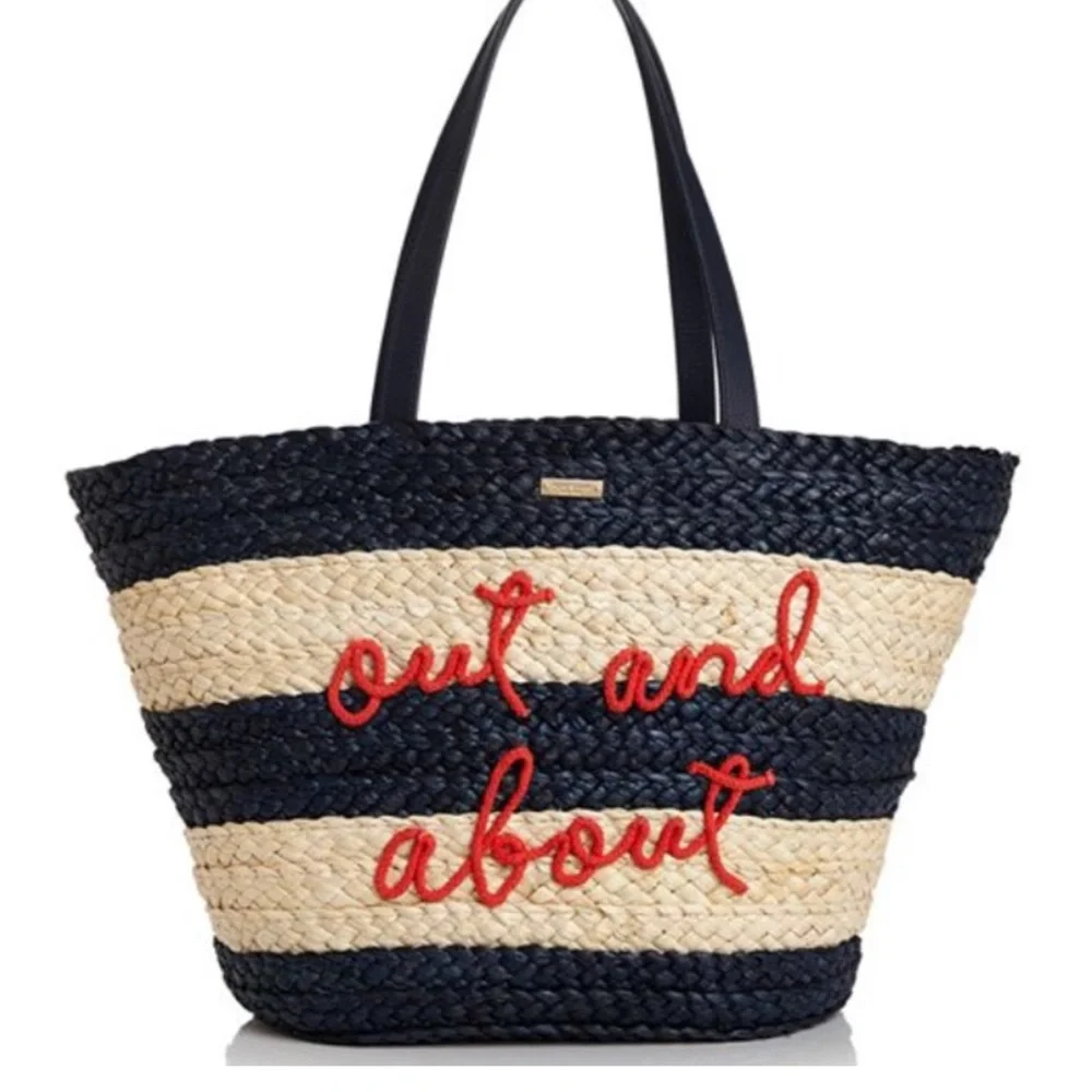 Kate Spade NWT Out and About Straw Tote from Shore Thing Line Retails $298 - Picture 4 of 14